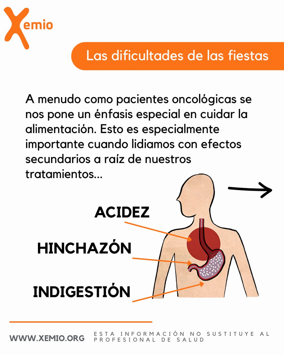 Xemio_org's tweet photo. Se acercan las fiestas y con ellas las abundantes comidas de celebración, a menudo como pacientes oncológicas se nos pone un énfasis especial en cuidar la alimentación. Es por eso que desde Xemio os ofrecemos estos consejos para quién los necesite 🧡

#cancerdemama #navidad2025 https://t.co/ykZjf20ojw