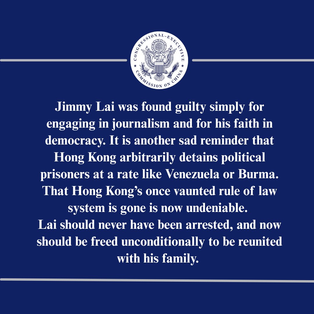 Read statement on #JimmyLai's verdict #FreeJimmyLaiRead @CECCGov