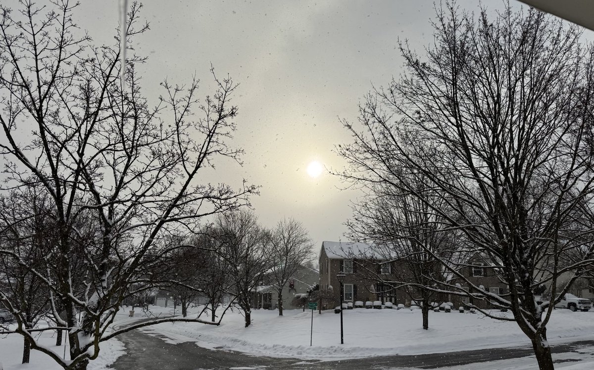 The sun is out and it is snowing. Greetings from North Syracuse.