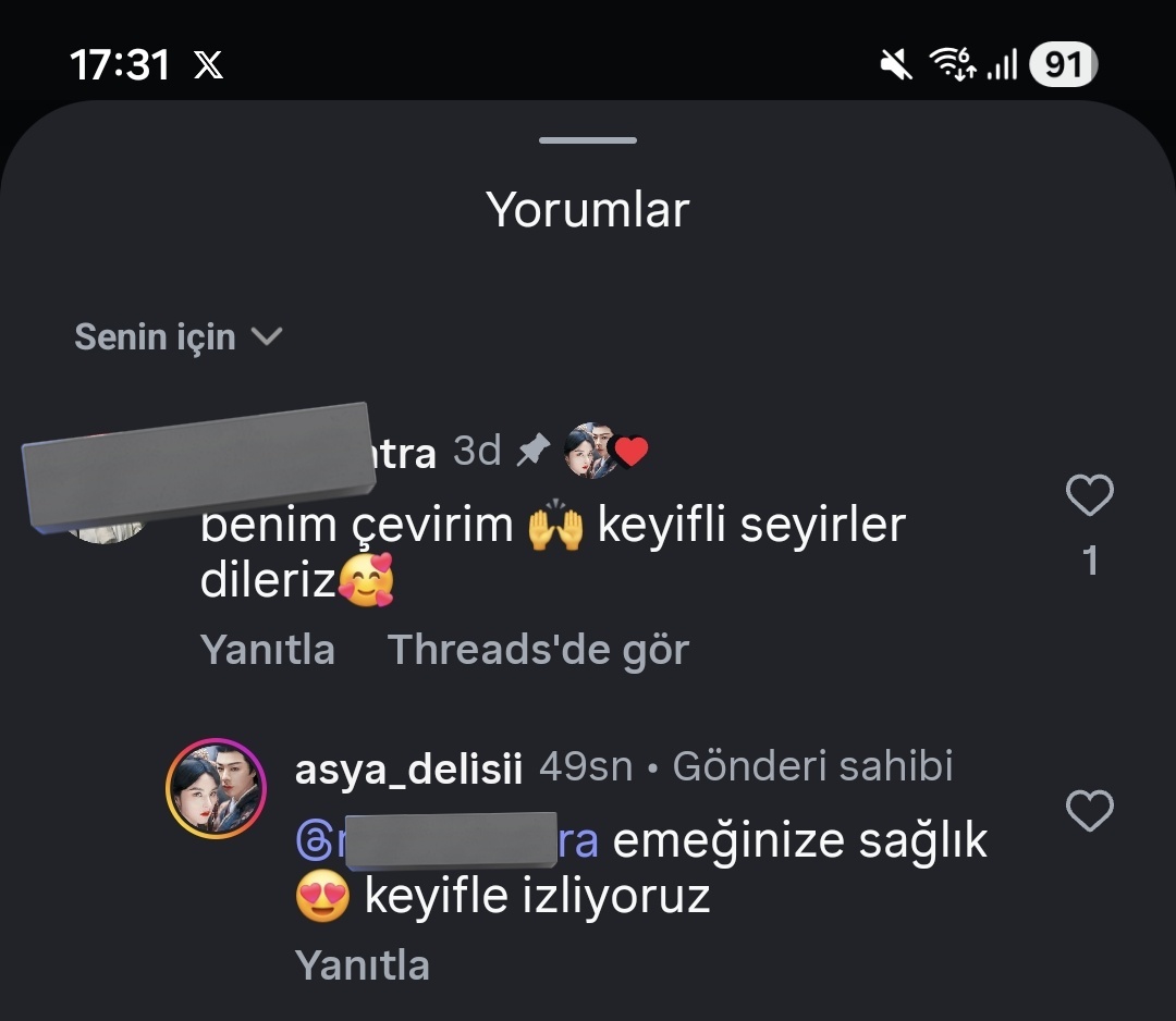 ilk kez çevirim instaya düştü. sayfa sahibi de yorumumu sabitledi benden duygusalı yok şu an🥹🥹