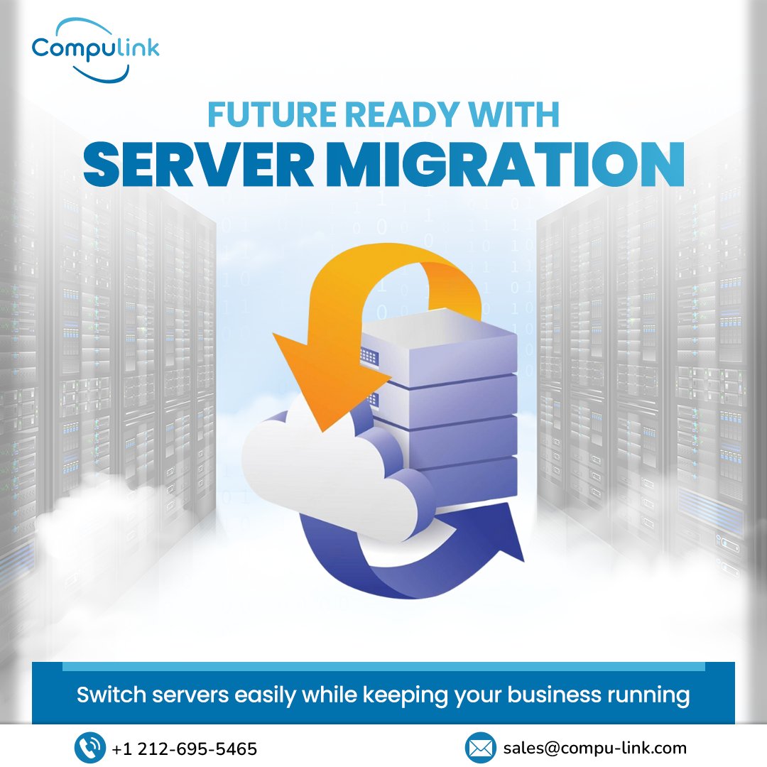 CompulinkTech's tweet photo. Upgrade your infrastructure with seamless server migration that ensures smooth transitions, improved performance, and uninterrupted business continuity.
.
Contact no- +1 212-695-5465
Email id: sales@compu-link.com
Website: https://t.co/uX6byUnWMA
.
#ServerMigration #CloudShift https://t.co/XRDZ5eVOTb