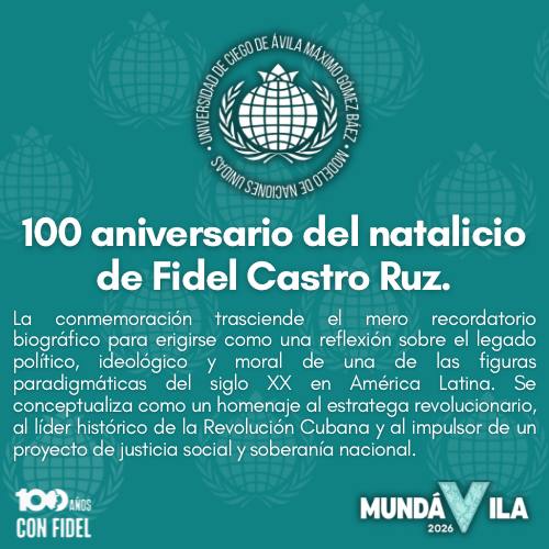 MMundavila's tweet photo. 📍 103 Aniversario de la @FeuCuba 
📍 48 Aniversario de la @UNICACu 
📍 #100AñosConFidel 

Súmate a la cita diplomática !!! 

#UnMundoUnaVoz https://t.co/FX3i9YamMp
