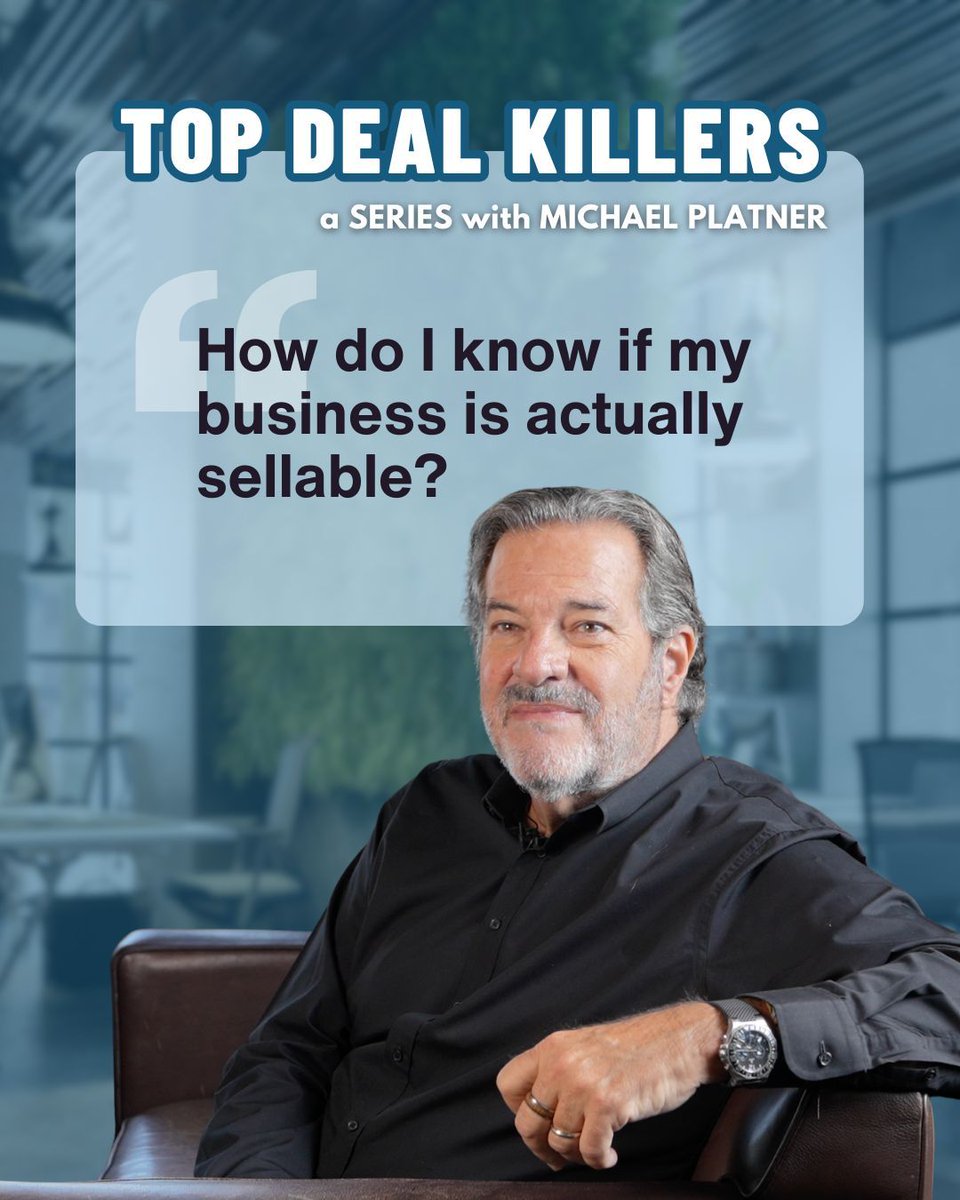Think your business is sellable? Try removing yourself for 90 days.

If everything breaks without you, it’s not sellable. It’s dependent.

Buyers don’t acquire founders. They acquire systems.
→ Recurring revenue
→ Audited financials
→ A team that scales the machine
→ A clean