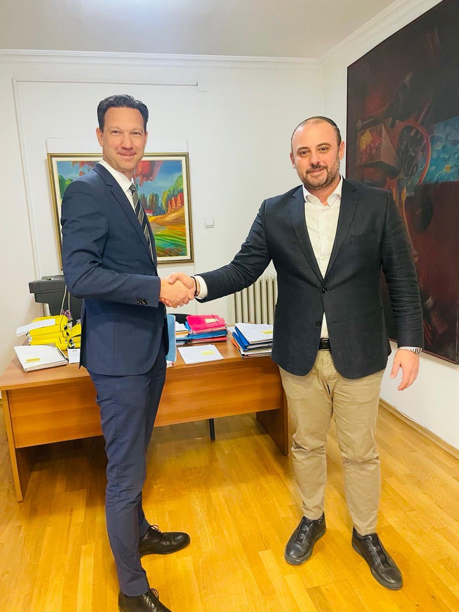 Great meeting this afternoon with the newly elected Mayor of Skopje, Mr Orce Gjorgjievski. Good discussion on public services, traffic, culture, tourism and 🇸🇪 🇲🇰 cooperation and partnership in 2026 and beyond! #skopje2028