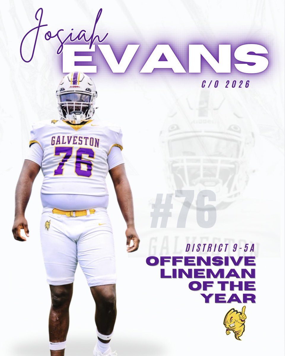 GalvestonBallFB's tweet image. Congrats to @D1josiah76 on earning District 9-5A Offensive Lineman of the year!

#ALLIN