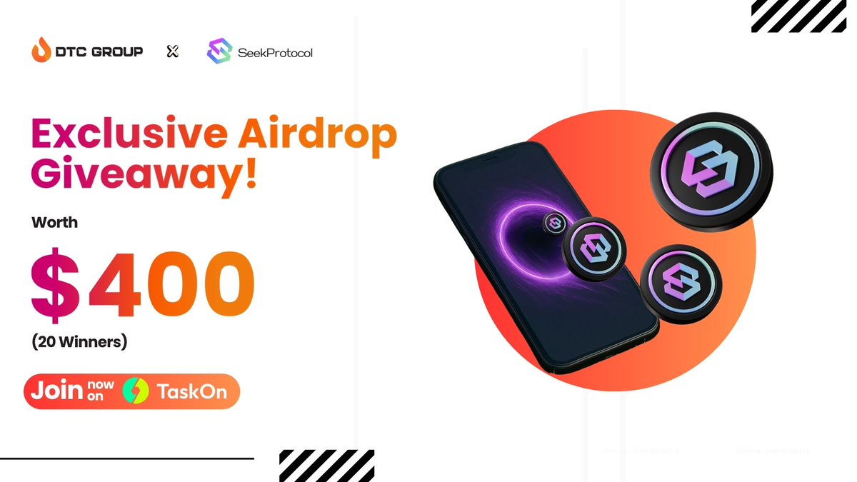 DTCGroup_'s tweet image. @DTCGroup_  x @Seekprotocol $400 Exclusive Airdrop Giveaway 🎁

We’ve teamed up with Seek Protocol to launch an exclusive $400 giveaway (30 winners) as part of their latest engagement campaign all hosted on TaskOn to keep participation simple and impactful.

👉 Join the campaign…