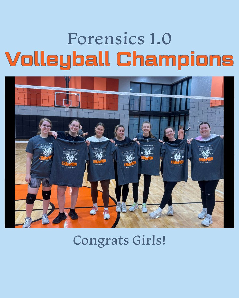 SHSUForensicSci's tweet photo. Congratulations to the Forensic Science volleyball teams. Forensics 1.0 won and Forensics 2.0 were the finalists. https://t.co/5B5WAkaB8F