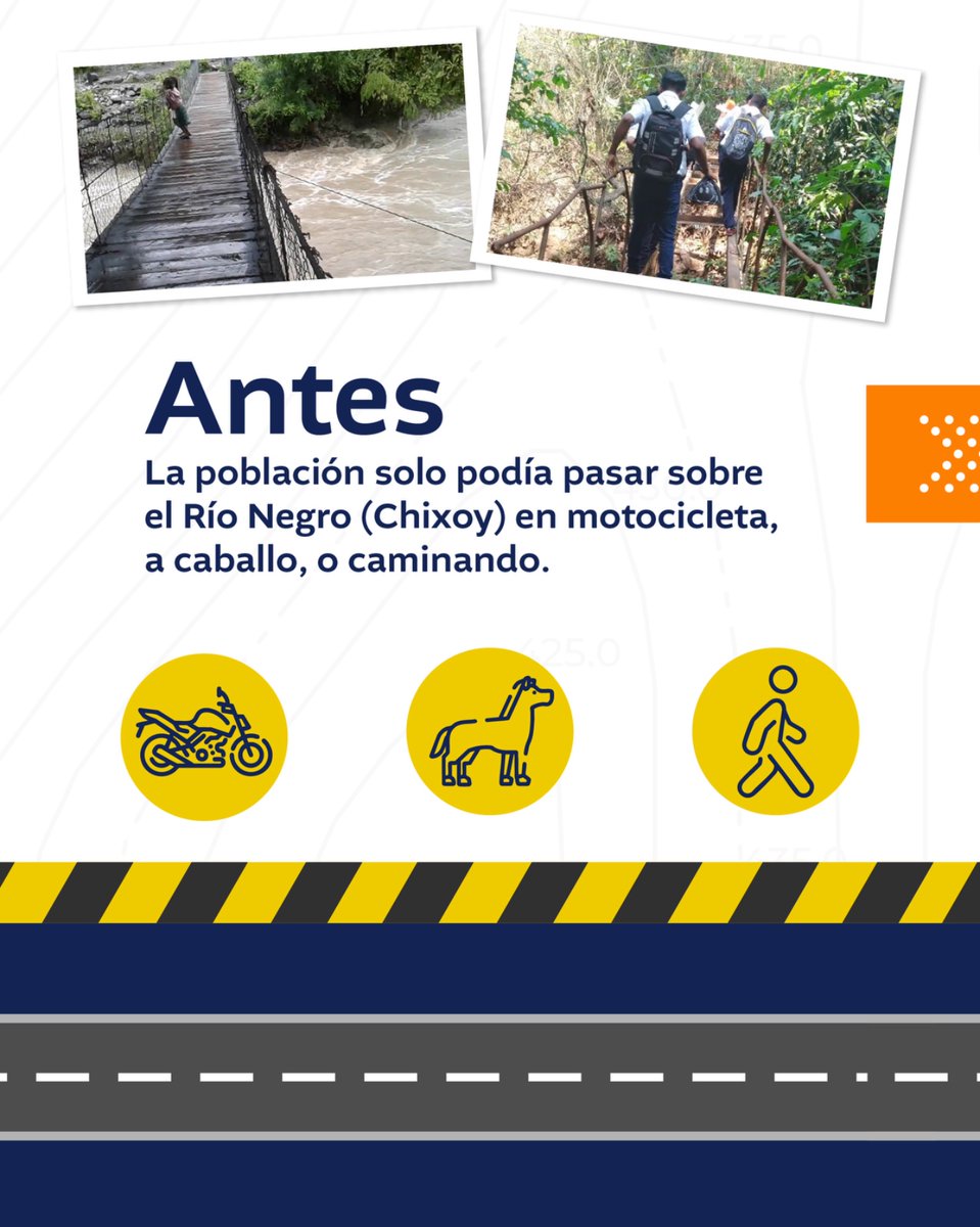 CIV_Guatemala's tweet photo. Este puente transforma la forma de movilizarse de cientos de familias, el CIV integra a las comunidades a la red vial nacional, fortaleciendo la conectividad y mejorando la calidad de vida de miles de guatemaltecos, como parte del #PlanConecta2025. https://t.co/fqSRiDgmnX