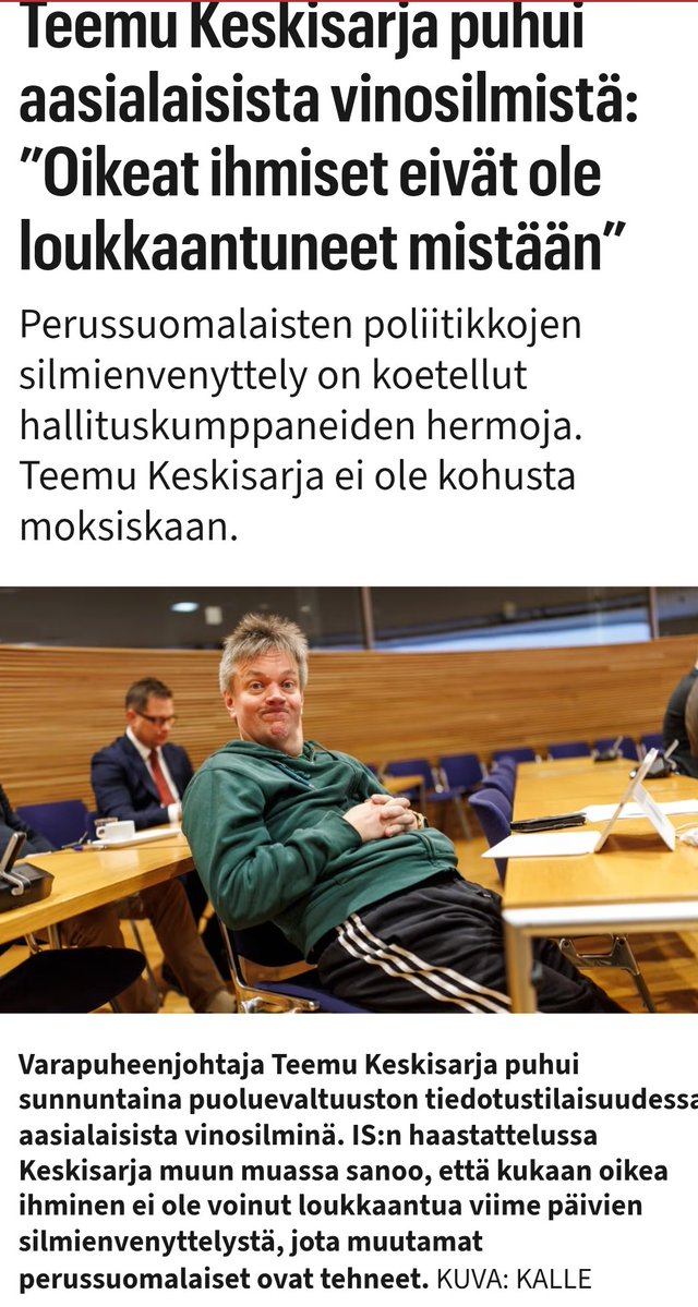 taskivei's tweet image. Päivän  persu on Teemu Keskikalja. Tihrusilmäinen 'älykkö'. Ver. 2.0 Hakkaraisesta. Hän pistää vinosilmä-kohun täysin läskiksi kännissä ja läpällä tyyliin. Teemun mielestä oikeat ihmiset eivät loukkaannu persujen herjoista.

Keskikalja näyttää keskisormea loukkaantujille.
