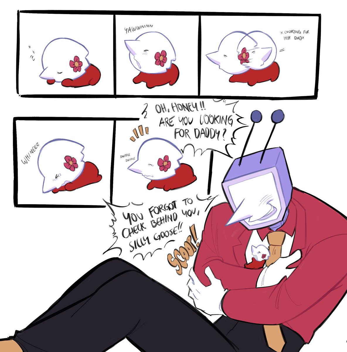 The first thing she looks for after waking up: her daddy