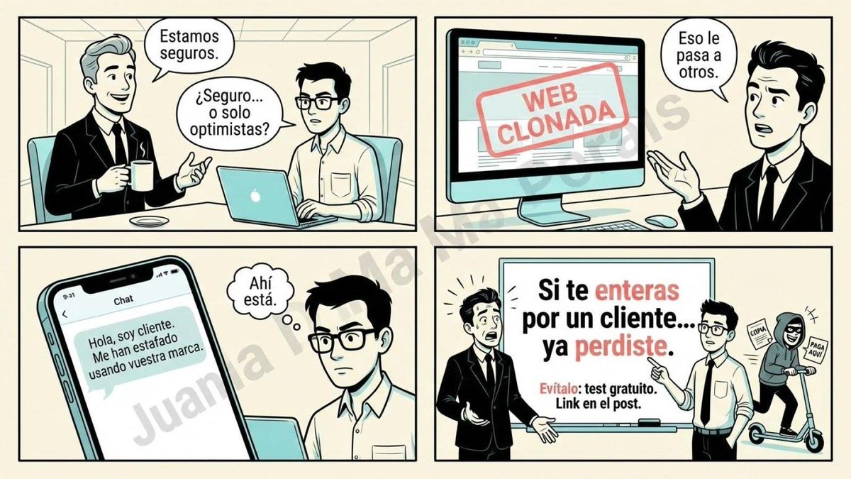 JuanMaPerals's tweet photo. Si clonan tu web, lo raro es que no te enteres primero por un cliente...

En este informe:
• 2 de cada 3 empresas se enteran por un cliente, pero (cuando ya cayó)
• Solo el 2% reembolsa las pérdidas
• 4 de cada 10 clientes te dejan de comprar

https://t.co/4hK6S3v9N6 https://t.co/wnczuBHlBp