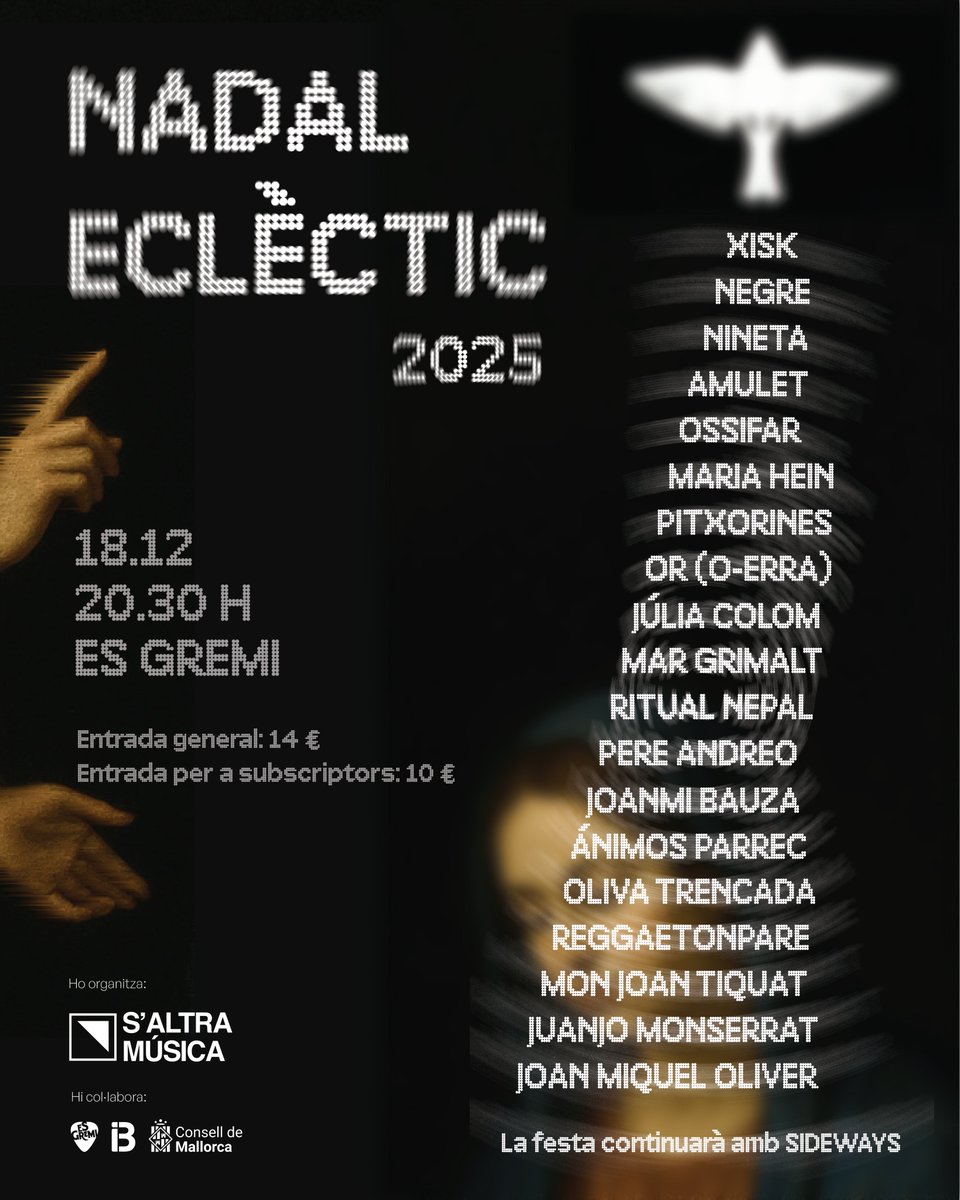 🔔🔔🔔 DIJOUS 18 DE DESEMBRE 🔔🔔🔔

🎫 Entrada per a subscriptors: 10 €  
ticketib.com/ca/events/nada…

#NadalEclèctic