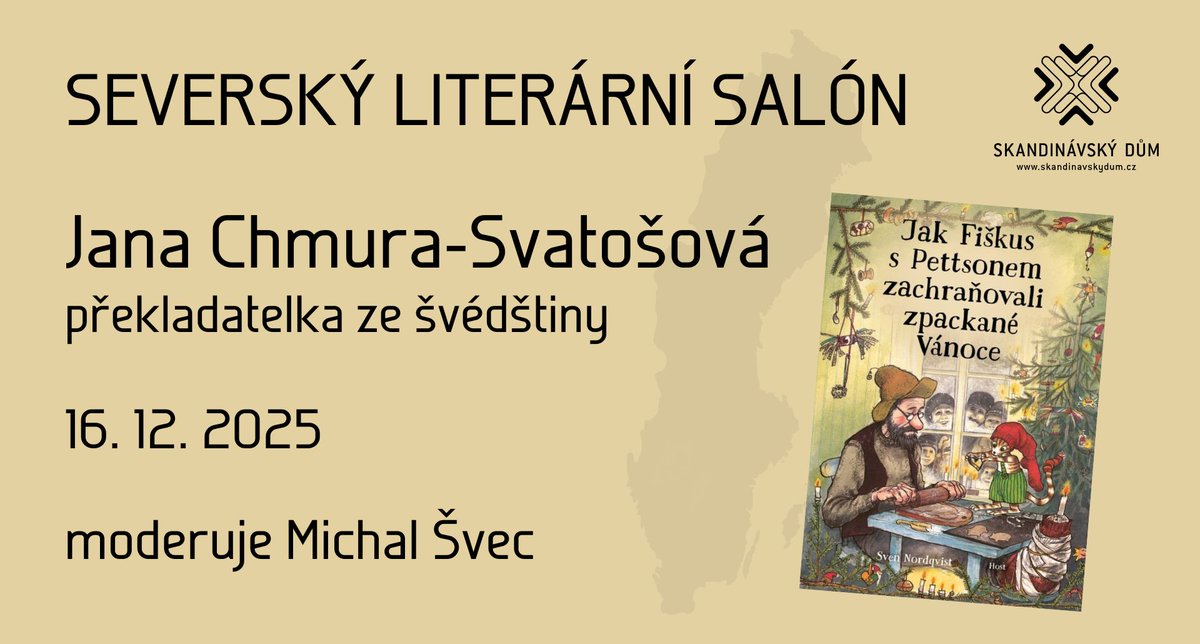 Prosincový Severský literární salón online věnujeme knížkám pro děti. Překladatelka ze švédštiny Jana Chmura-Svatošová popovídá o práci na knížkách ze série o kocourku Fiškusovi od spisovatele a ilustrátora Svena Nordqvista. Sledujte zítra ve 20.00 na FB <a href="/SkandinavskyDum/">Skandinávský dům</a>.