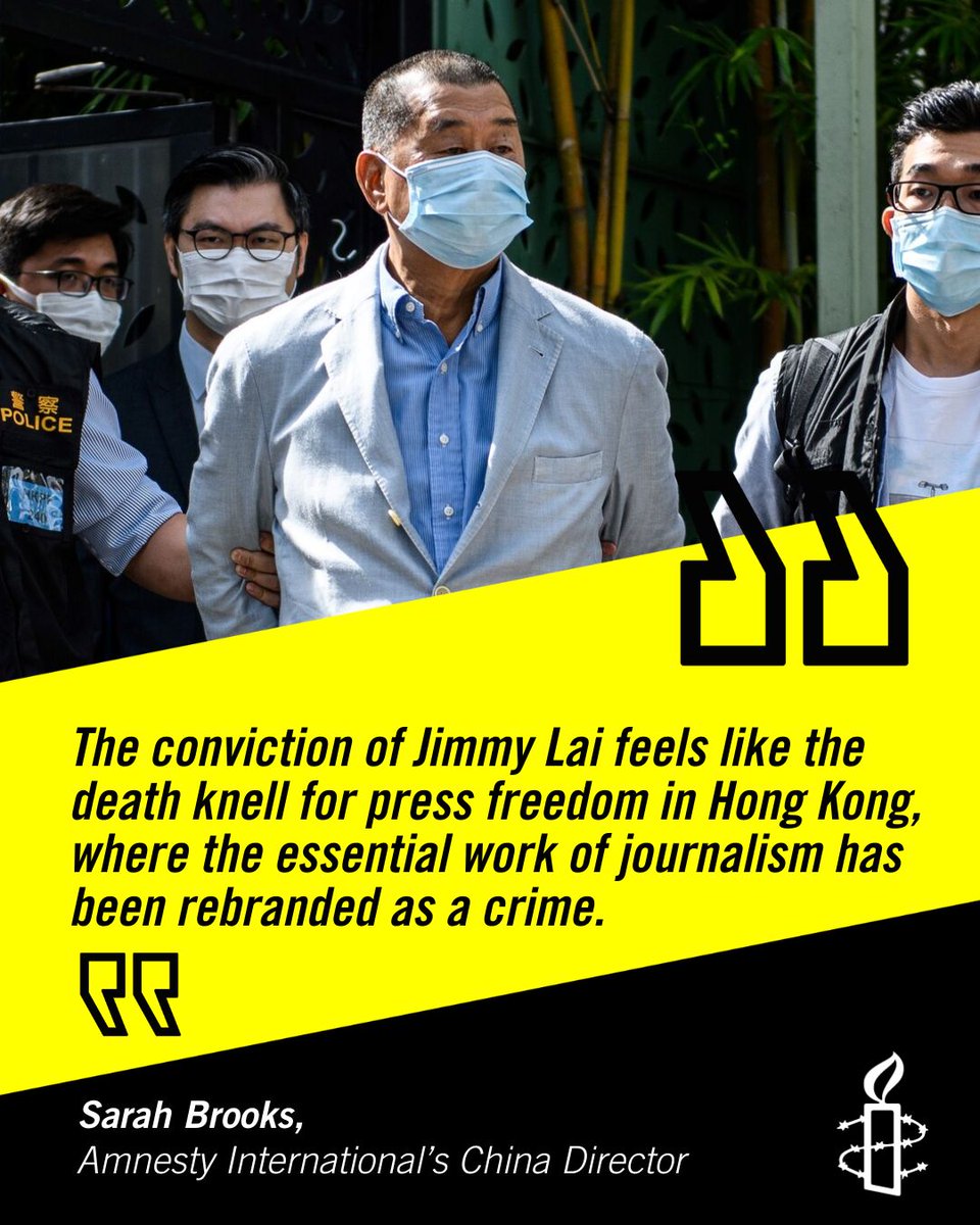 The conviction of Jimmy Lai shows that Hong Kong’s so-called ‘national security’ laws are not in place to protect people, but to silence them.