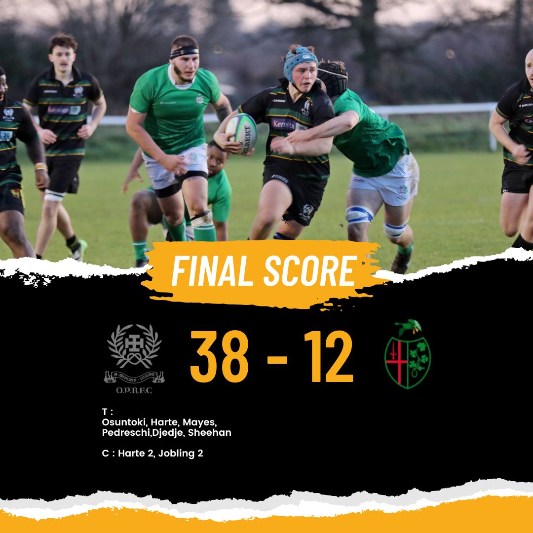 OPRFC's tweet image. 𝐅𝐢𝐧𝐚𝐥 𝐒𝐜𝐨𝐫𝐞 &amp;amp; 𝐌𝐚𝐭𝐜𝐡 𝐑𝐞𝐩𝐨𝐫𝐭

𝐎𝐏𝐑𝐅𝐂 𝟑𝟖-𝟏𝟐 𝐋𝐨𝐧𝐝𝐨𝐧 𝐈𝐫𝐢𝐬𝐡 𝐖𝐢𝐥𝐝 𝐆𝐞𝐞𝐬𝐞

Six tries from six different scorers on Saturday afternoon for Old Priorians, who move up to 4th in Regional 2 Thames

Match report :

tinyurl.com/njyvebn6