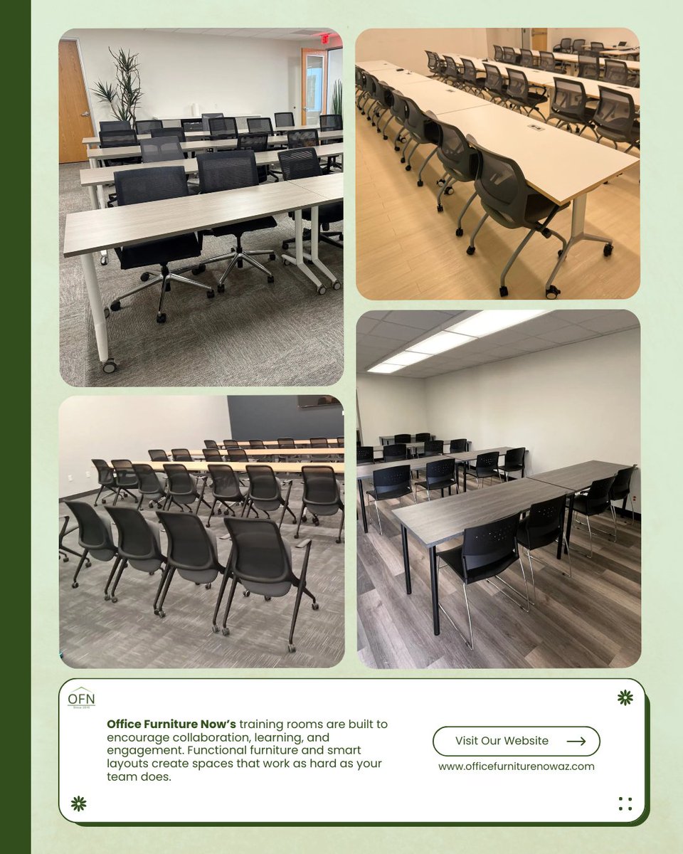 ofnphxofficial's tweet image. Training rooms should support focus, flexibility, and collaboration. OFN designs and furnishes modern training spaces built for productive learning environments.

Explore our training room solutions:
officefurniturenowaz.com/training-rooms/

#TrainingRooms #OfficeFurniture #WorkplaceDesign #OFN