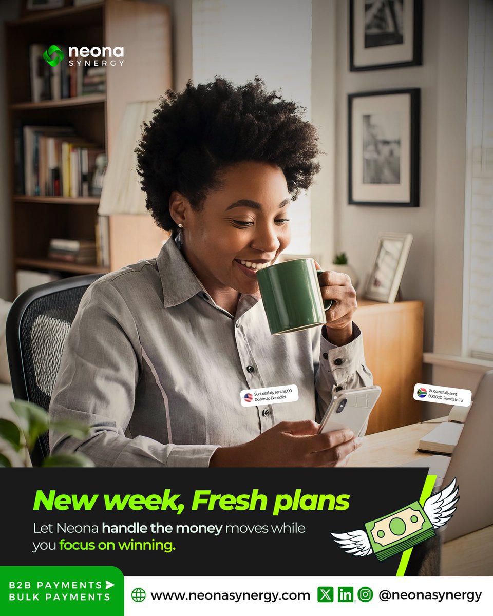 New week. New goals.
Let Neona Synergy take care of your payments, so you can stay focused on growth and results, Visit us at neonasynergy.com