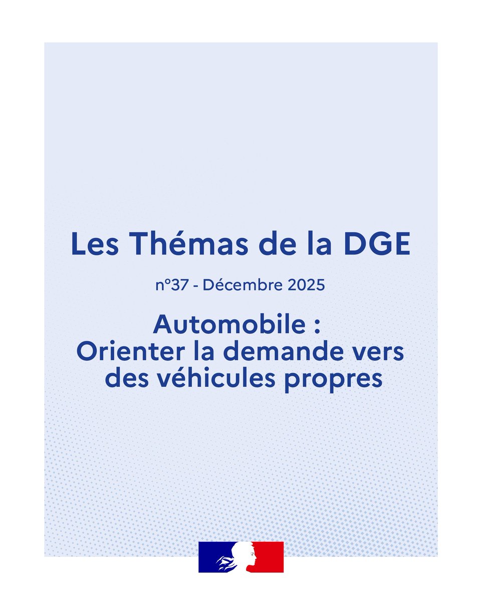DGEntreprises's tweet image. #Étude | 📄 La Direction Générale des Entreprises publie un nouveau Théma « Automobile : orienter la demande vers des véhicules propres ».

Découvrir le Théma 👉 lnkd.in/dkBqTK5c

S'abonner à la lettre « Les Thémas de la DGE » 👉 themas-dge.lettres-infos.bercy.gouv.fr