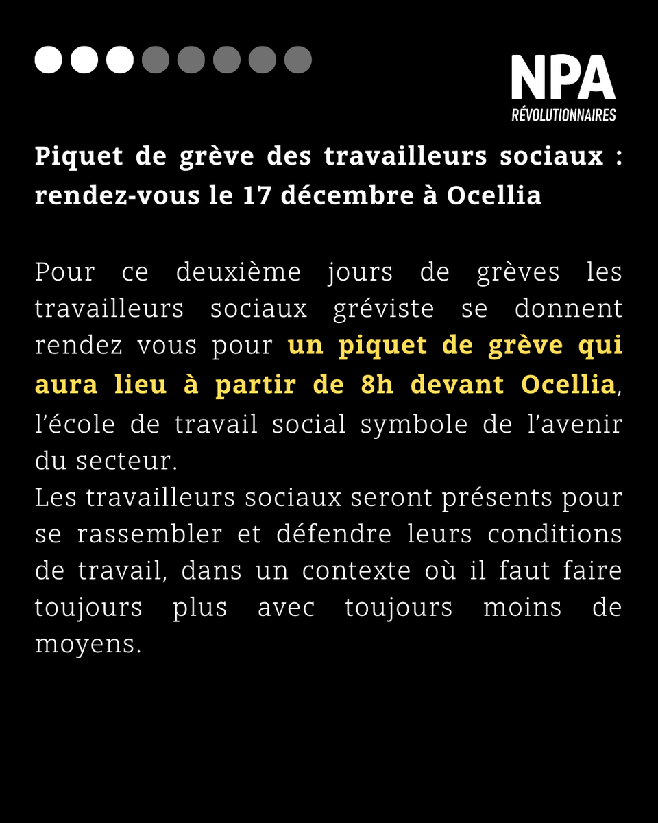 Piquet de grève des travailleurs sociaux : rendez vous le 17 décembre à Ocellia 👇