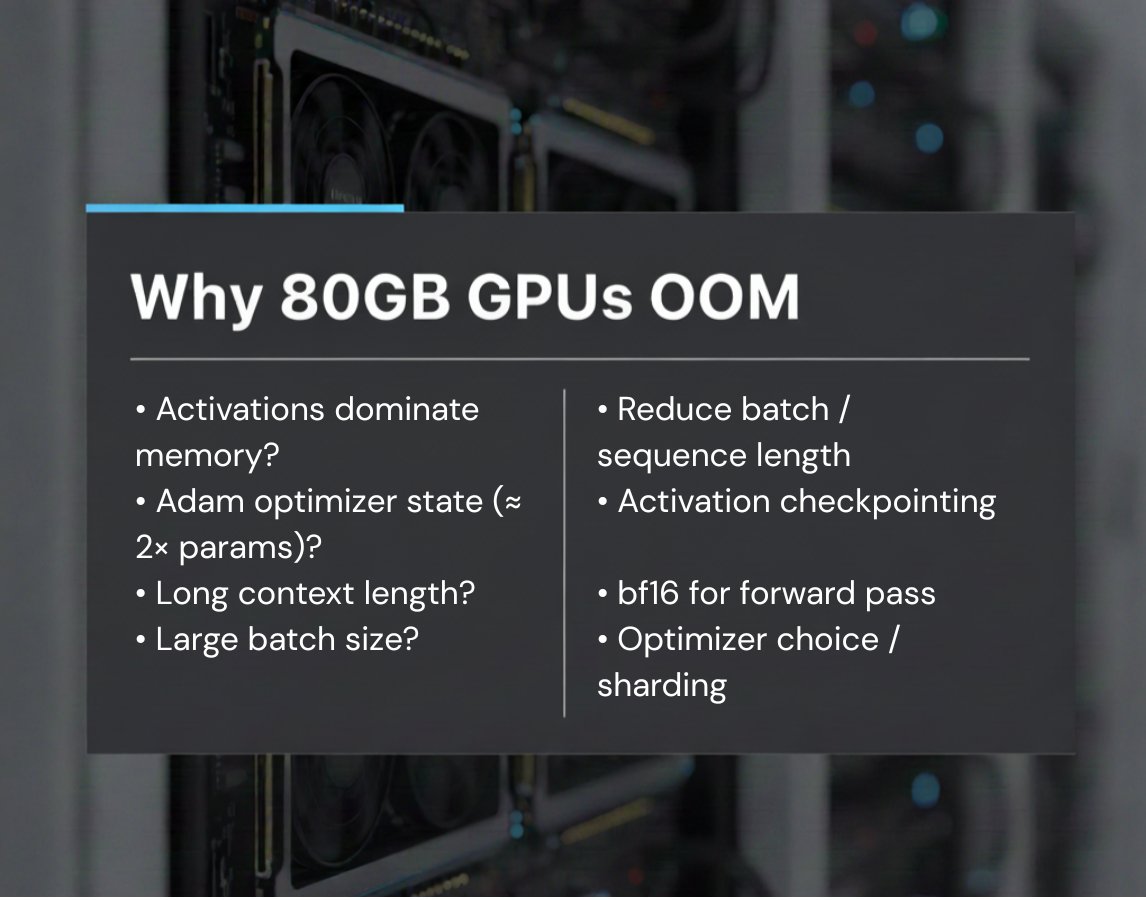 tpritha03's tweet photo. 🚨 Your 80GB GPU OOM’ing on a 7B model isn’t shocking.

You’re counting parameters.  The GPU is counting everything else.
#LLM #GPU #AIEngineering https://t.co/HbJJqburzH