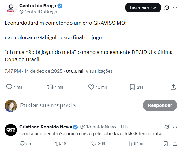 O combo da desgraça hahahaha O <a href="/CentralDoBrega/">Central do Braga</a> não erra uma...era todas