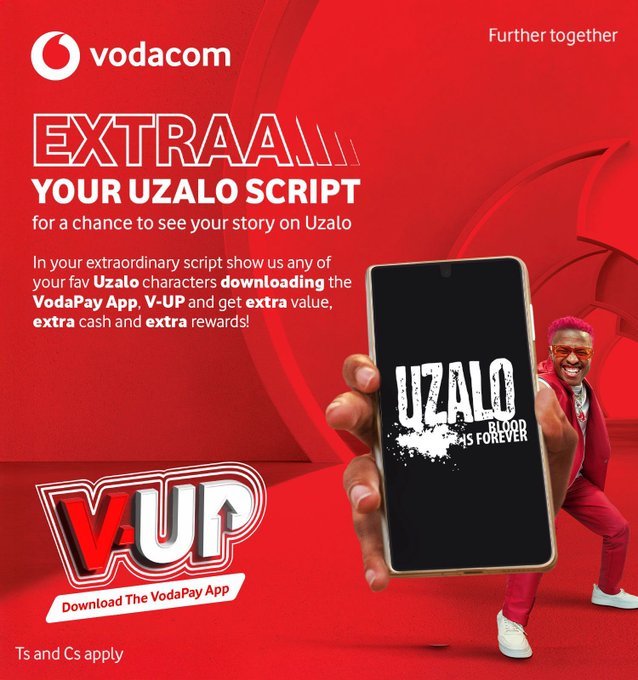 TwaRSA26's tweet photo. When your favorite show teams up with your favorite network 🔥👏 Vodacom’s #ExtraYourSummer with Uzalo is keeping us entertained and connected all summer long. This is how you do summer right! 💚😎
#UzaloXVodacom https://t.co/afuPKLRpG2