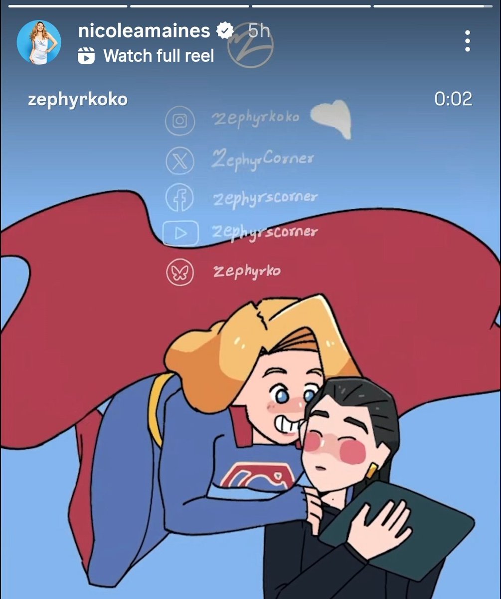 Nicole maines putting supergirl/supercorp art on her story in 2025, we never die