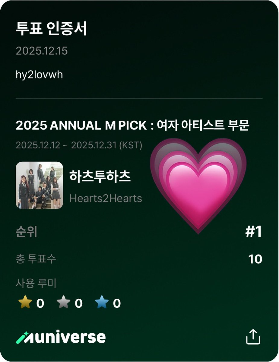 lovhy31n's tweet photo. @muniverse_io #2025ANNUALMPICK_뮤니버스 
참완입니다!! 제가 좋아하는 가수들과 2025년의 마지막을 함께 보내고싶어요!! 그리고 이제 제가 고등학교에 올라가서 공부때문에 내년에는 이런 무대보러못가요ㅜㅠ 진짜 10대마지막 공연이라 생각하고있어요 제발ㅜㅠ 뮤니버스 사랑합니다💗💗 https://t.co/gGfXk3lSLa
