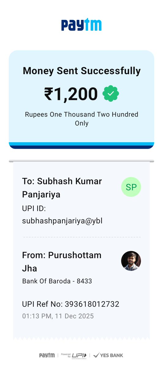 purujha1807's tweet photo. @JioCare Attaching the screenshot of the payment done to your representative. https://t.co/UEjDYDHHH4