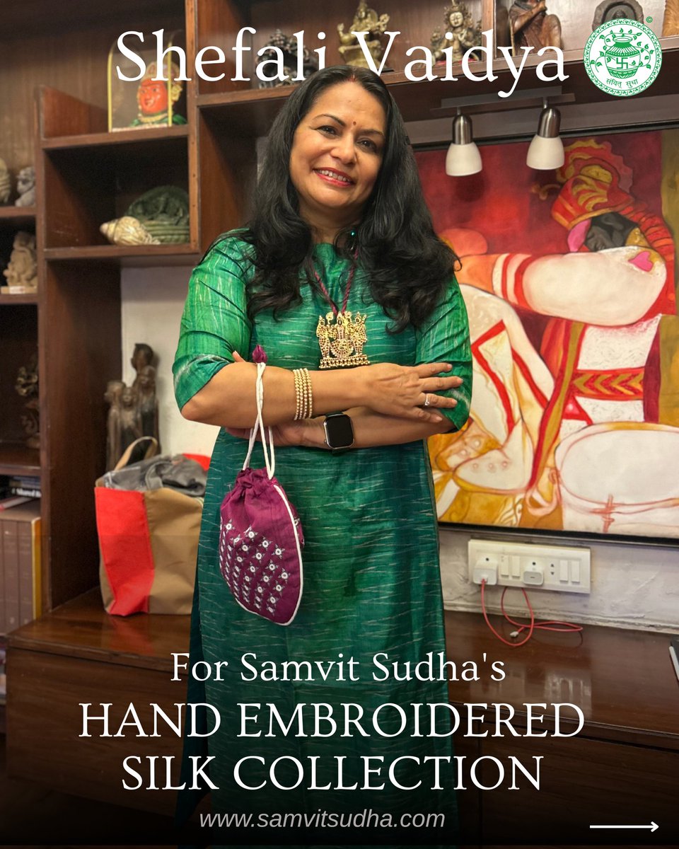 SamvitSudha's tweet photo. We’re truly honoured to have @ShefVaidya embrace our hand-embroidered silk products' range.
Each piece is crafted by skilled women artisans from rural India. 

To explore our handcrafted embroidered collection, visit https://t.co/mpQXp3AYaX
Or WhatsApp: +91 9833668982 https://t.co/eQblp4hC3w