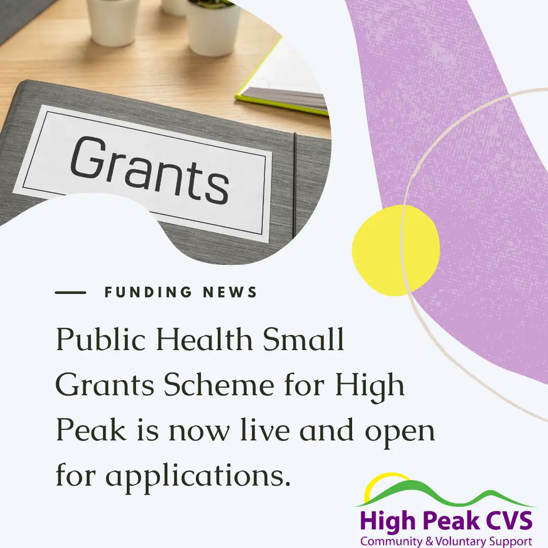 Calling all voluntary &amp; community groups in the High Peak! 🏘️
Support local health &amp; wellbeing and you could apply for up to £1,000 from the Public Health Small Grants Scheme.
⏰ Deadline: 31/01/2026
🔗 highpeakcvs.org.uk/small-grants-s…