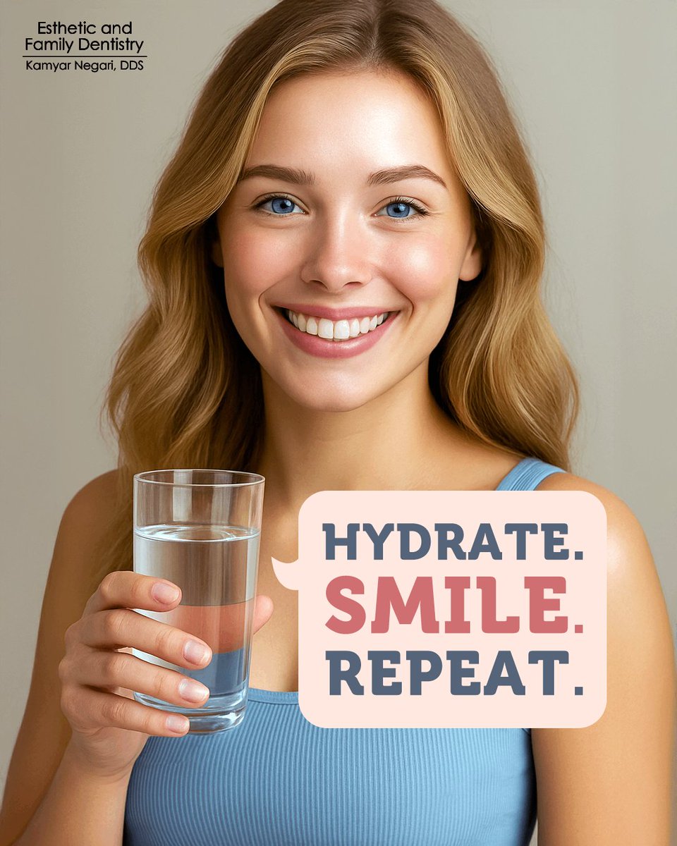 Hydrate. Smile. Repeat. 💧😁🌟

Looking for an easy #Monday glow-up? Start with #water + a #smile 💦✨! Staying hydrated helps keep your #breath fresh, supports saliva, and boosts #confidence 🚀. Sip often, smile more, and power through the week! 💙

#MondayMotivation