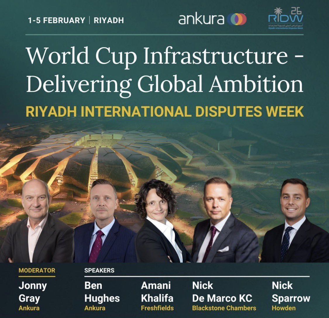 nickdemarco_'s tweet image. Looking forward to joining this excellent panel organised by Ankura during Riyadh International Disputes Week, and to catching up with some clients &amp;amp; friends in Saudi &amp;amp; Dubai end of Jan/beginning of Feb ‘26
#sportslaw #arbitration #football #riyadh #saudi #dubai