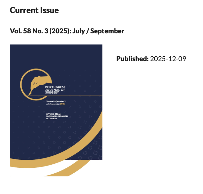 spcir's tweet photo. O número 58 da Portuguese Journal of Surgery, conta com 2 artigos originais, 2 artigos de revisão, 2 casos clínicos, 3 imagens para cirurgiões, entre outros conteúdos.
Consulte o nosso site: https://t.co/G3JL6rWzTU https://t.co/F0U7EidSmQ