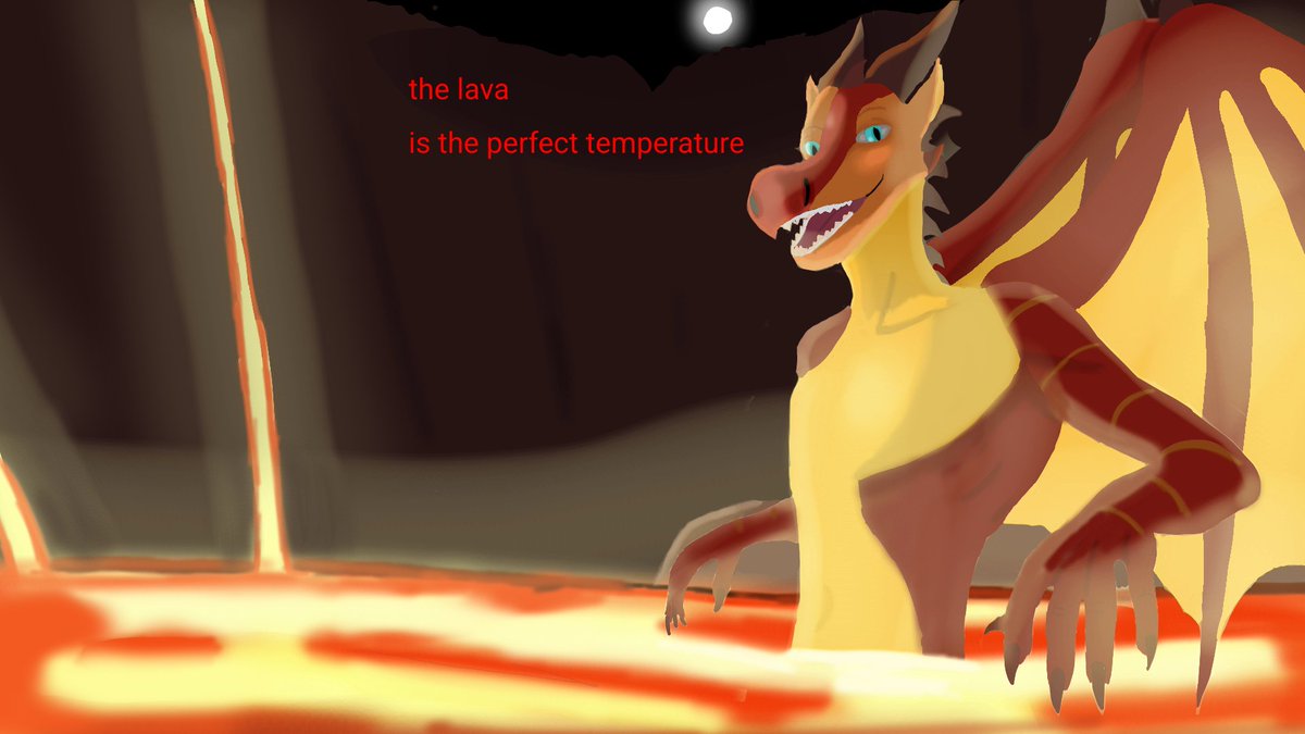 Dragonale20's tweet image. Peril taking a lava bath #wingsoffire #woffanart #dragonart #perilwof