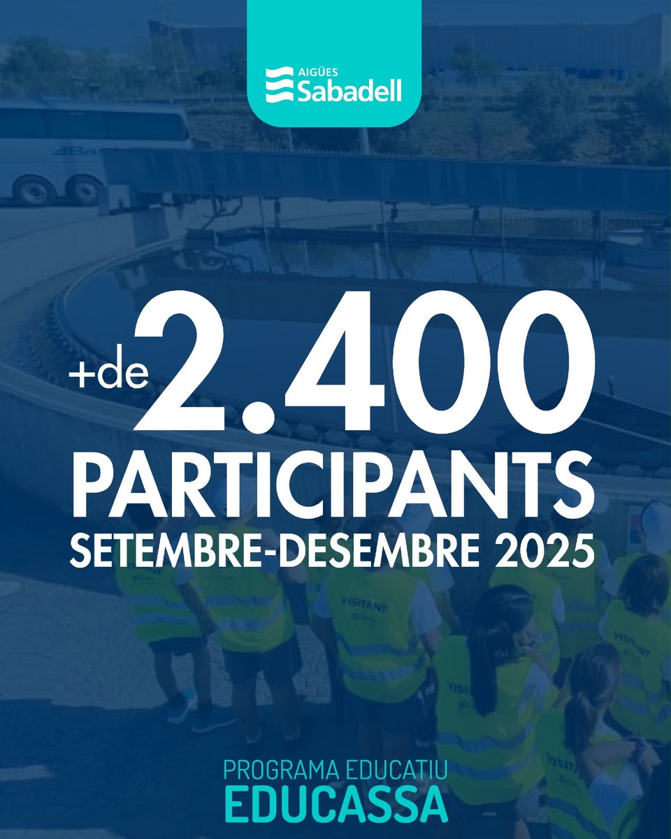 AiguesSabadell's tweet photo. Avui posem punt de final al primer trimestre de la 39a edició del programa de sensibilització ambiental a les escoles de #Sabadell: l'#EDUCASSA.

Des del setembre, +de 2.400 nois i noies han visitat l'EDAR Riu Ripoll

A partir de gener, noves activitats educatives! https://t.co/aj2vMqZfU3