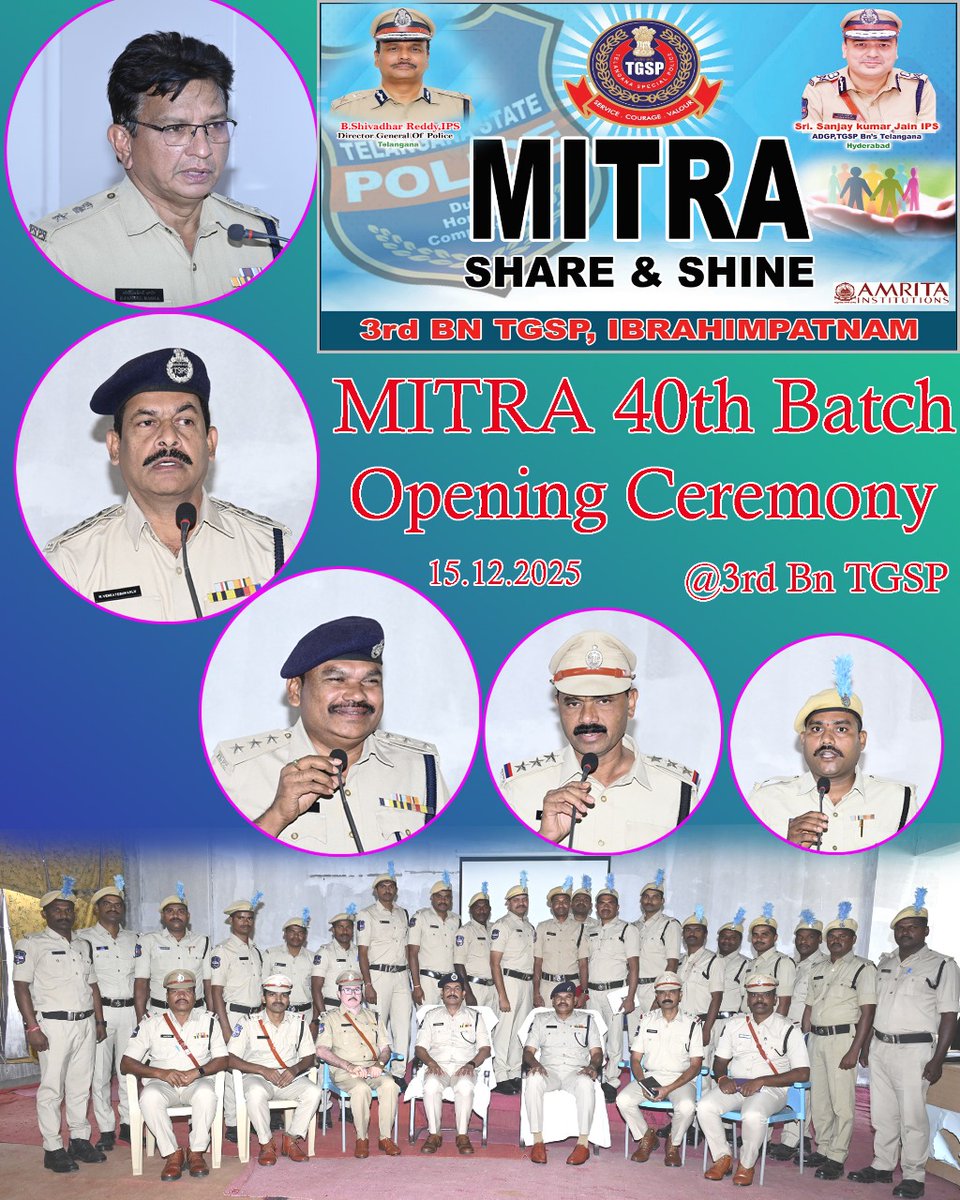 3rdBnTSSP's tweet photo. i.e on: 15.12.2025 3rd (IR) Bn., TGSP, Commandant Sri Syed Jameel Basha, Bn Senior Officers and Staff are attending the Mitra 40th Batch Opening Ceremony Program at 3rd (IR) Bn., TGSP, Ibarhimpatnam, R.R.Dist. https://t.co/iulV6ohRFr