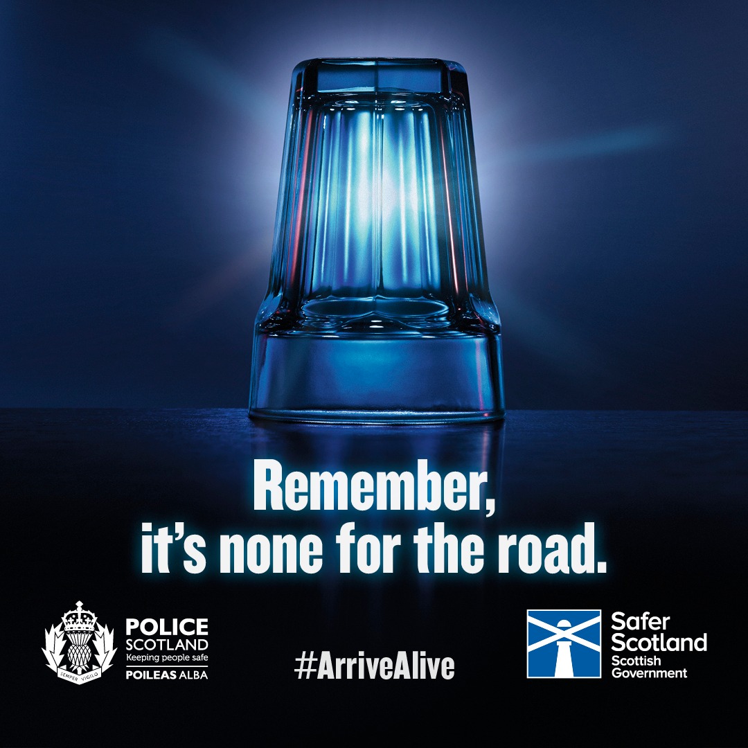 Before you go out, plan your safe journey home. Even one drink can put you over the limit. Get the facts on drink-driving here: roadsafety.scot/road-user-advi…

#ArriveAlive