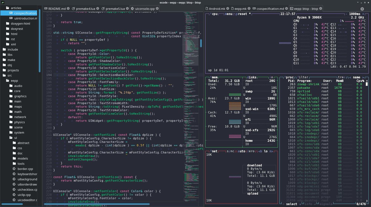 ecode is a free, open source, and lightweight multi-platform code editor built for modern hardware, prioritizing performance and responsiveness. It utilizes the hardware-accelerated eepp GUI as its core technology