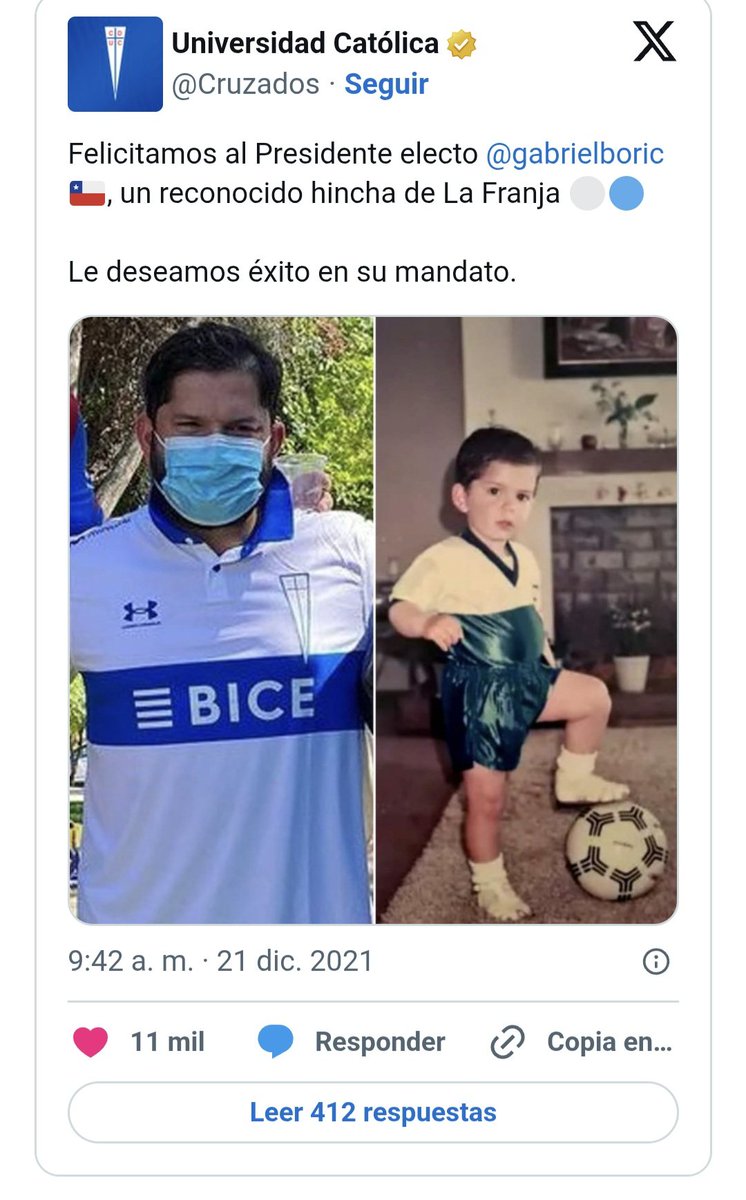 Beleeee44513855's tweet photo. Estimados:
Cuando extenderán sus felicitaciones a un hincha cruzado que ayer fue electo Presidente de Chile. Hace poco más de cuatro años lo hicieron con quien hoy se retira. ¿Por qué el sesgo?
Como fanática de La Franja, me encuentro bastante decepcionada.
@Cruzados https://t.co/ALkIMvzpbX