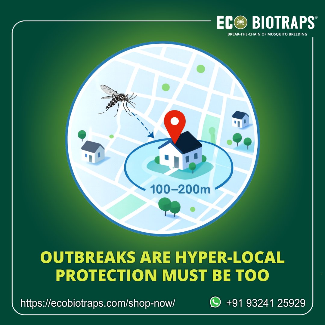Dengue mosquito rarely travels more than 100–200 meters in its lifetime. That means dengue outbreaks are hyper-local — if mosquitoes are around, they’re breeding right near you. Protect your home and your neighbourhood with smarter prevention.

Shop:  ecobiotraps.com/shop-now/