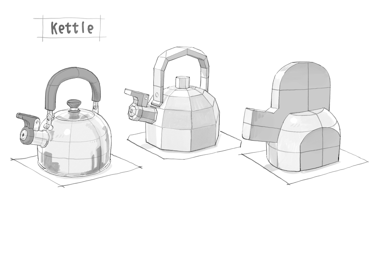 The phrase “see the planes” often heard during sketching or painting classes means that since the surfaces of real objects are often indistinct, we interpret them as “polygonized” and view them as multiple planes to distinguish them.📐💻