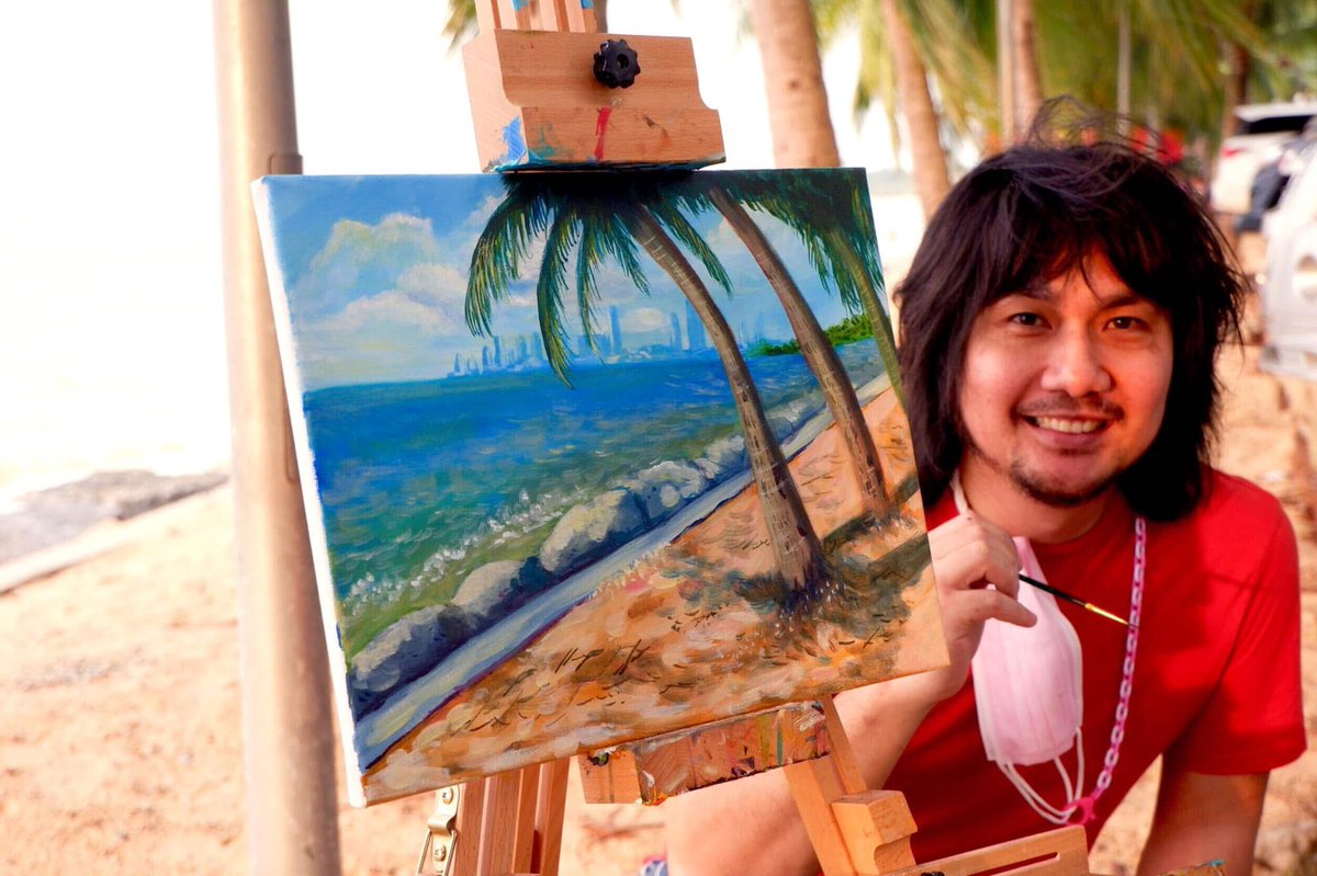 maartstudio's tweet image. "I was painting outdoors studying the natural light. It was very enjoyable 🎊 #landscapepainting #acrylicpainting #Gopaint #Maartstudio #เที่ยวด้วยวาดด้วย