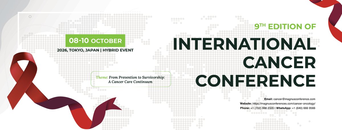 cancerconfer's tweet photo. Be part of the 9th Edition of #InternationalCancerConference hosted by #MagnusGroup Join leading voices in oncology at this hybrid event from october 08-10 2026 in Tokyo, Japan
🔗 Learn more: https://t.co/CUqZ1ODvQs
📩 Submit your abstract now: https://t.co/Gpy3UP04b0
#ICC2026 https://t.co/7Balk7kvFJ