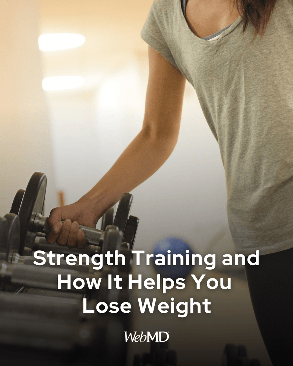 WebMD's tweet photo. Many people trying to lose weight focus only on cardio, but strength training may be equally important for lasting results. Research shows that building muscle can boost your metabolism, help you burn more calories throughout the day, and improve your overall body composition. https://t.co/QhUH06Eh1a