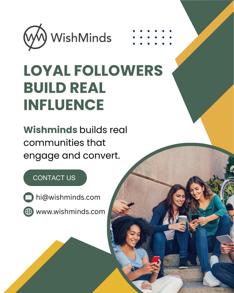 Loyal followers don’t happen by chance — they’re built with trust, consistency, and real connection.
At WishMinds, we help brands create communities that engage, grow, and convert.
E-mail : hi@wishminds.com
Website : wishminds.com 

#WishMinds #CommunityBuilding