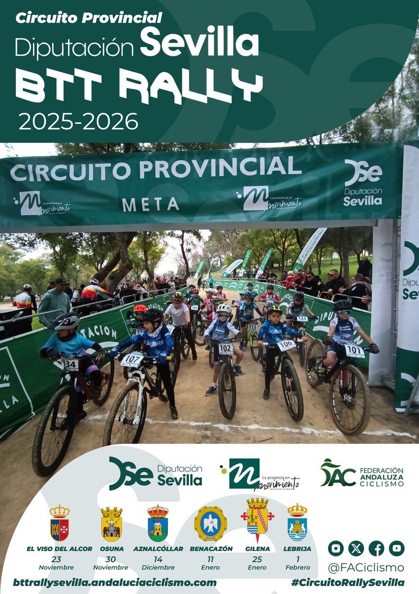 📝🆓🚵‍♀️🚵‍♂️Apertura inscripciones gratuitas para el 'Rally de Lebrija', mañana a partir de las 11h: andaluciaciclismo.com/index.php/smar…
🗓️01/02/25
🏘️Lebrija (Sevilla)
🚵‍♀️🚵‍♂️Todas las categorías
🏆Última prueba #circuitorallysevilla