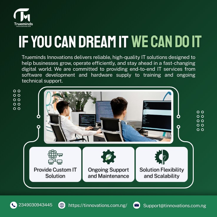 At Trueminds Innovation, we achieve results that truly reflect our capabilities. We are an African tech startup dedicated to providing businesses of all sizes with effective AI and IT solutions. Our mission is to help these businesses adapt, compete, and grow confidently.
