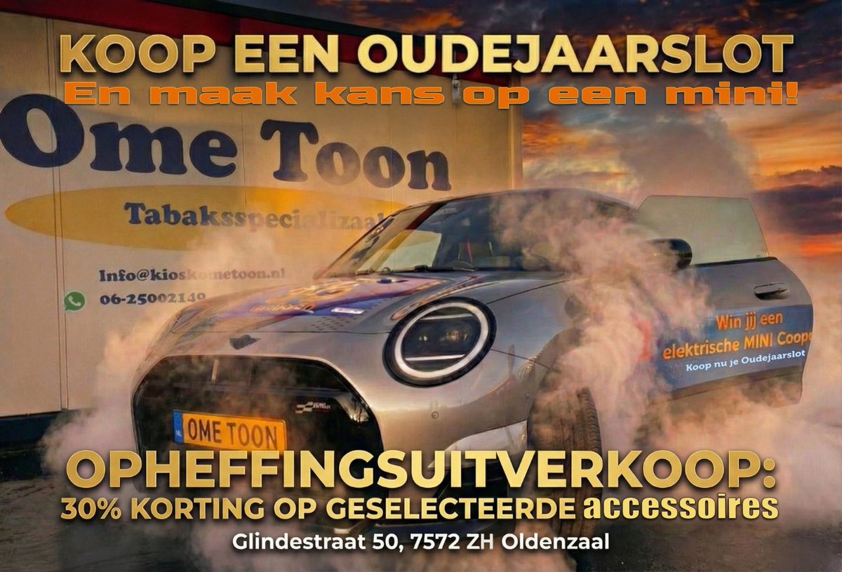 Opheffingsuitverkoop:
Deze week 30% korting op alle accessoires.