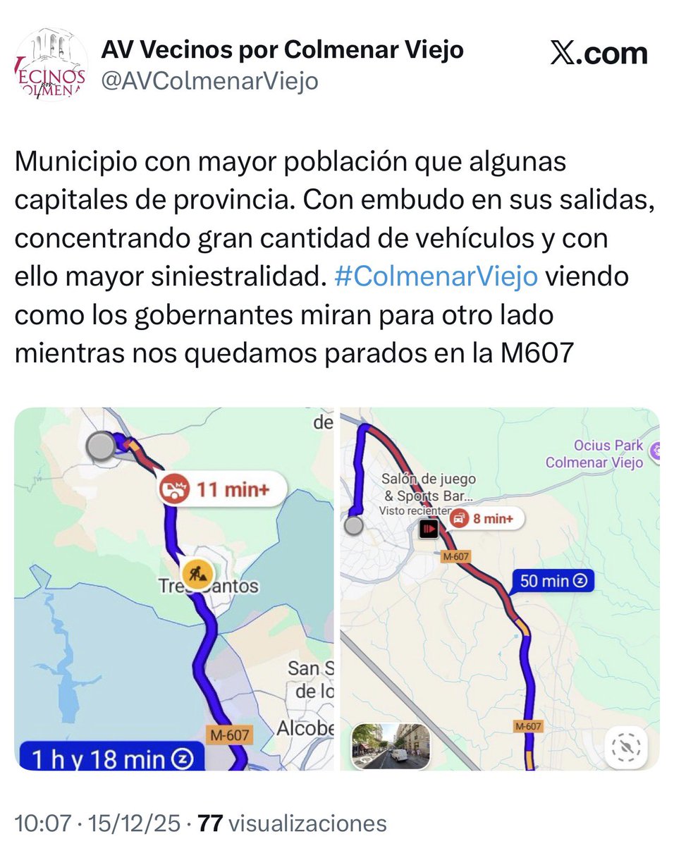 PlataformaM50Ya's tweet photo. Más de 60.000 Colmenar,55.000 Tres Cantos,10.000 Soto,7.500 Miraflores, 15.000 Moralzarzal,10.000 Manzanares, 7K Guadalix…etc

Municipios más grandes que capitales de provincia,macro-atascos y no salen Alcaldes a dar la cara y pedir soluciones como M50.¿Alguien puede explicarlo? https://t.co/Ww2rKMIu9S